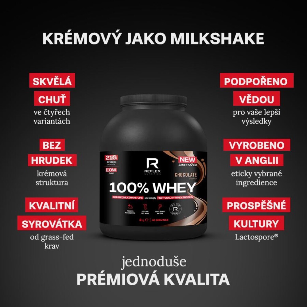 100% Whey Protein 2kg + Magnesium 90 kapslí ZDARMA